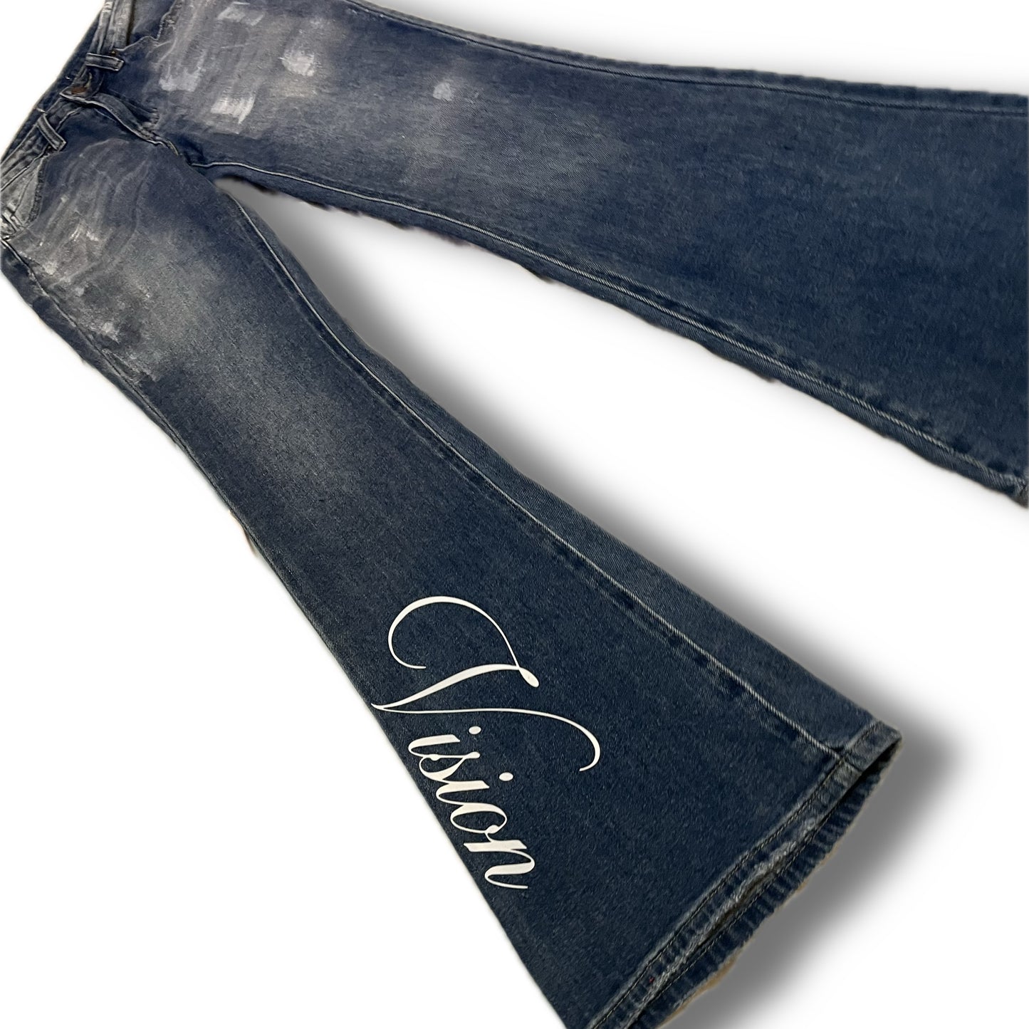 'Vision' Cursive Flared Denim