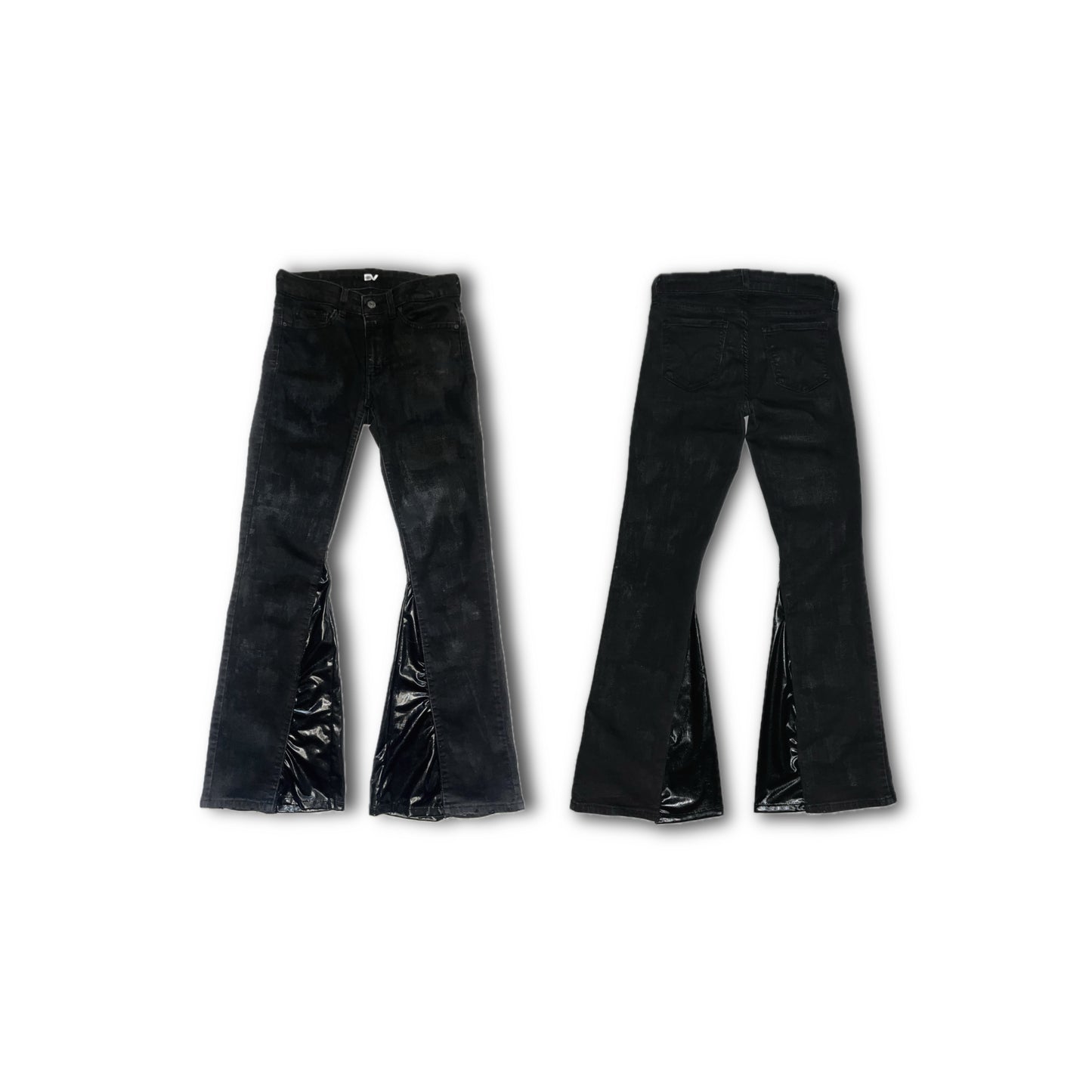BV Blk Painted Skinny Flared Denim