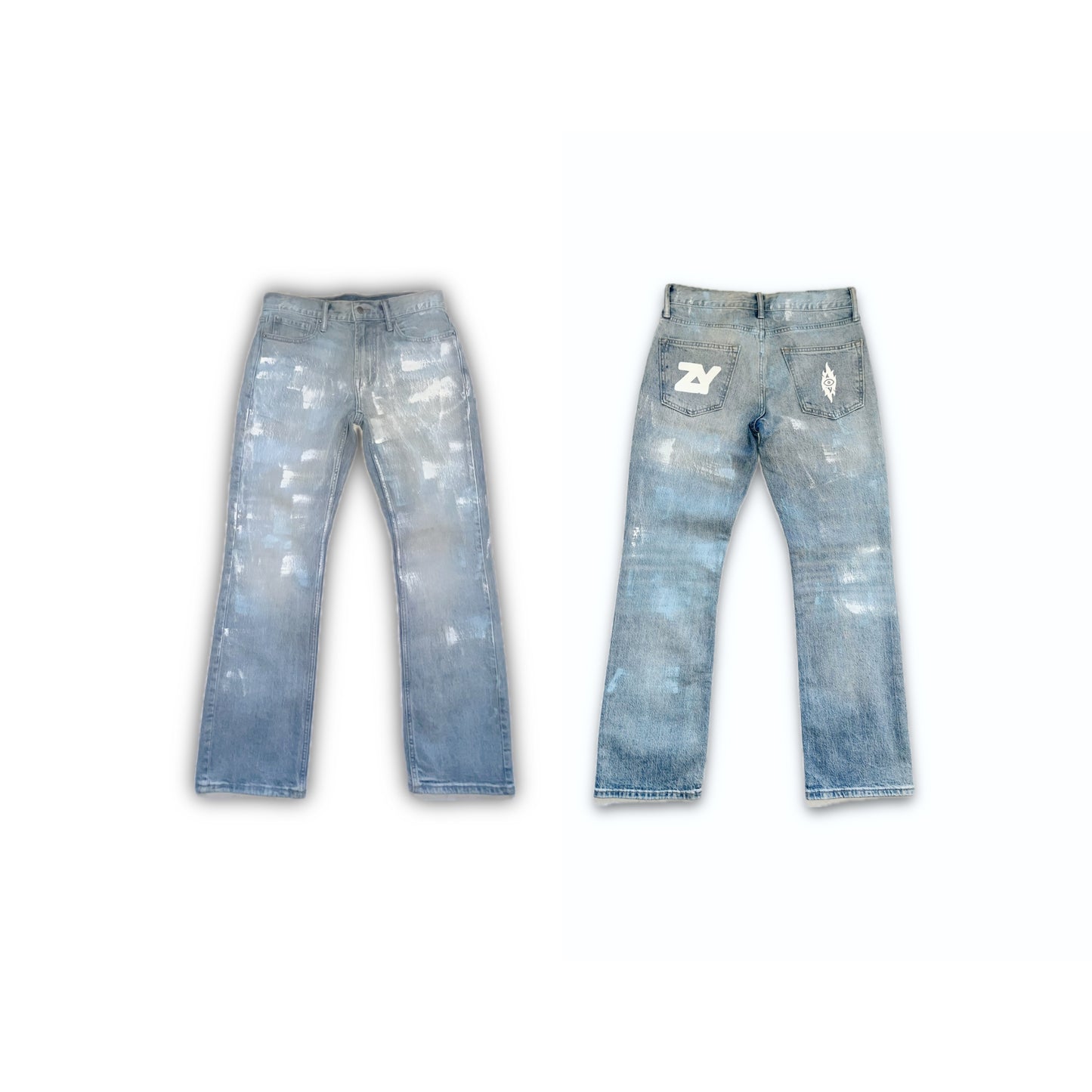 BV Light Washed Painted Slim-Fit Denim