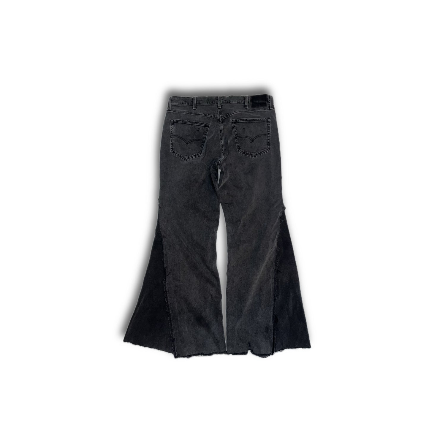 BV Dark Distressed Baggy Flared Denim