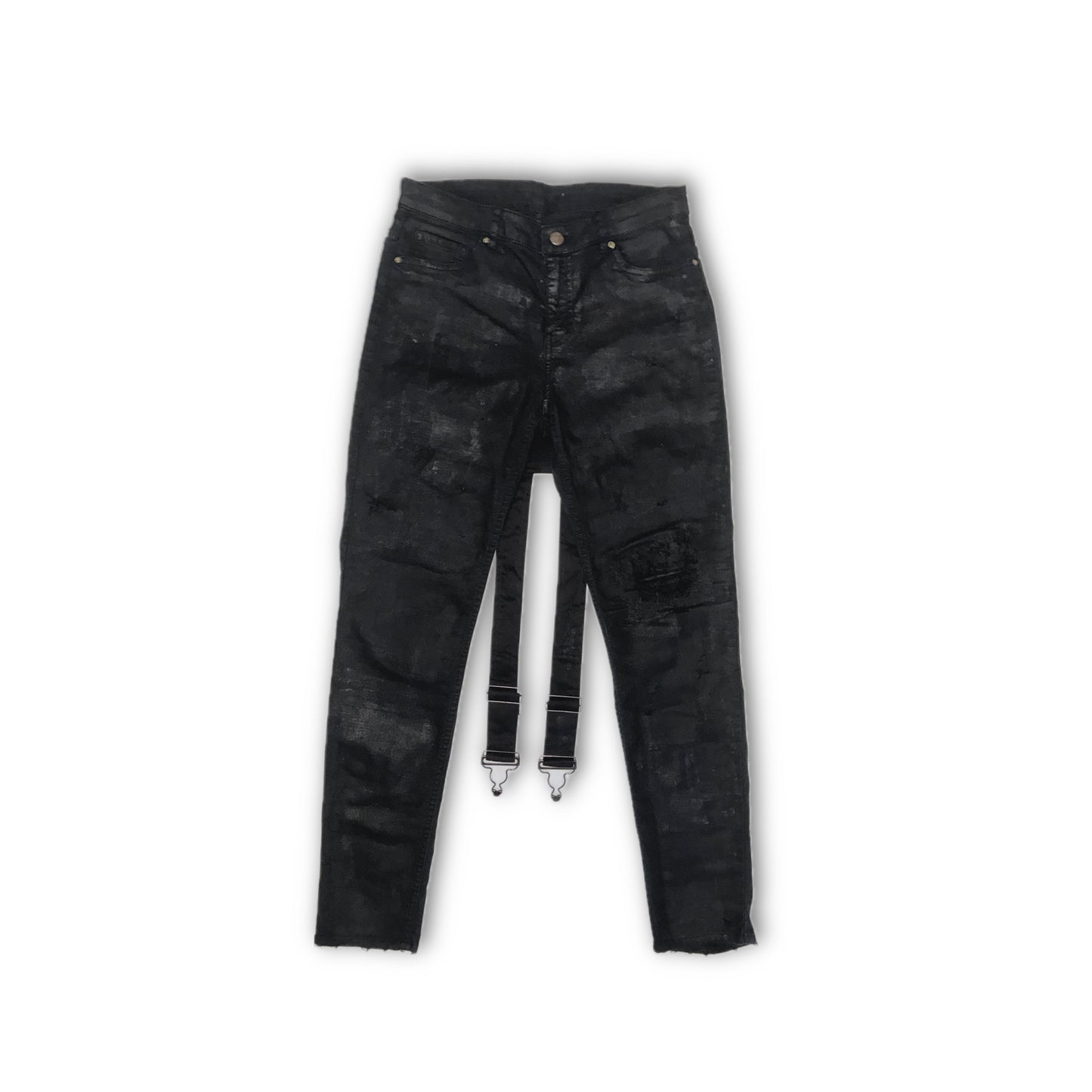 Burning Vision Reworked 'Arabic Lettering' Crotch Strap Slim Fit Jeans