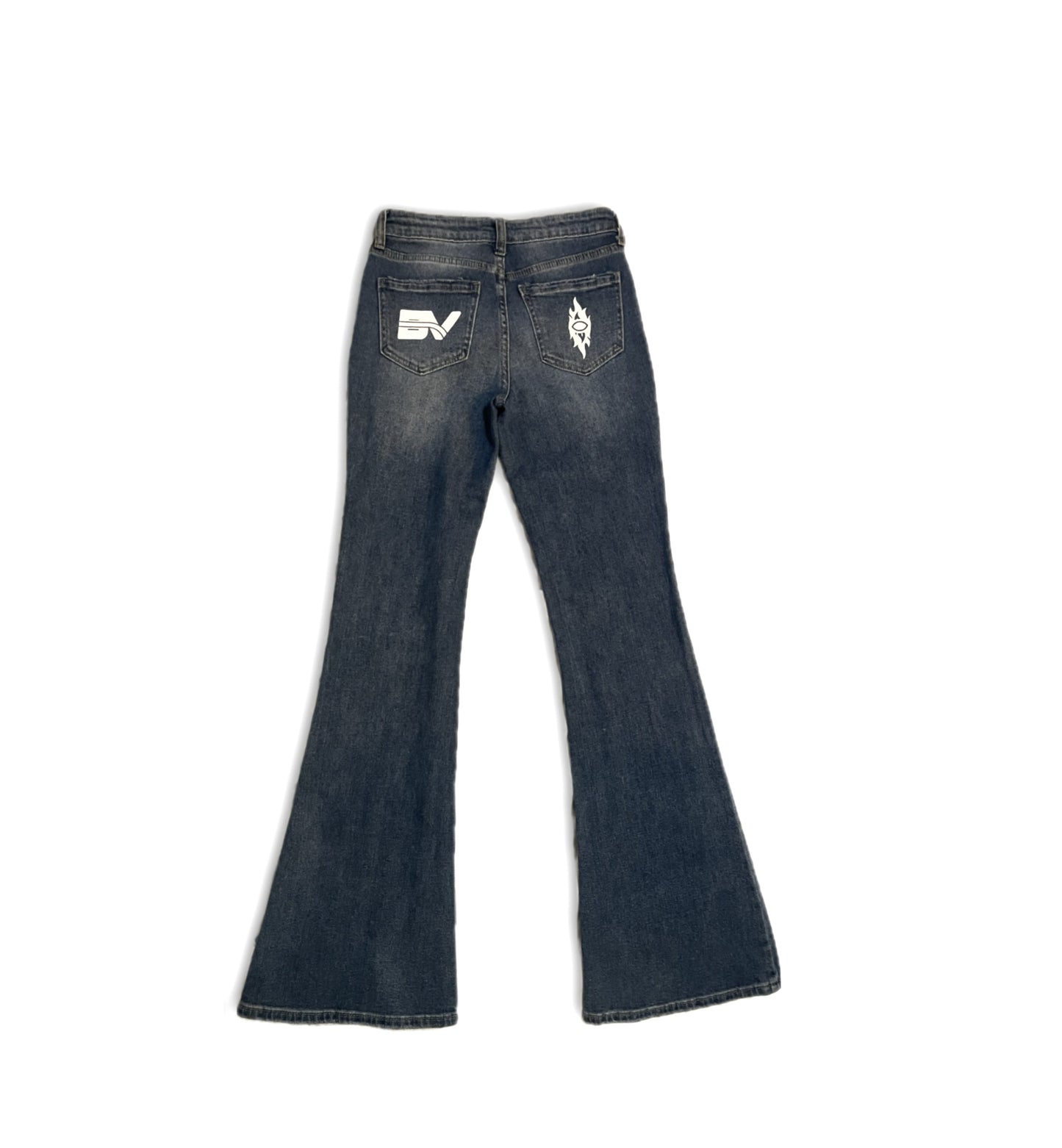 'Vision' Cursive Flared Denim