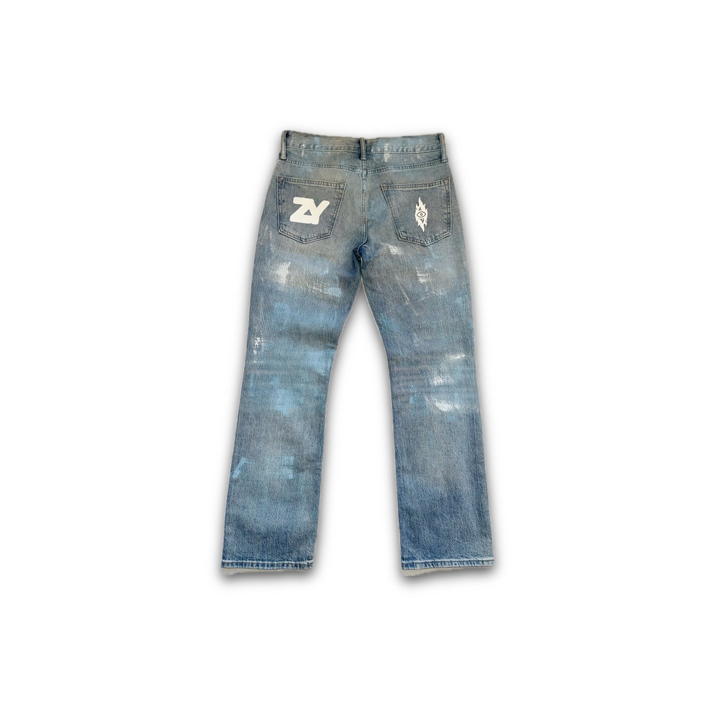 BV Light Washed Painted Slim-Fit Denim