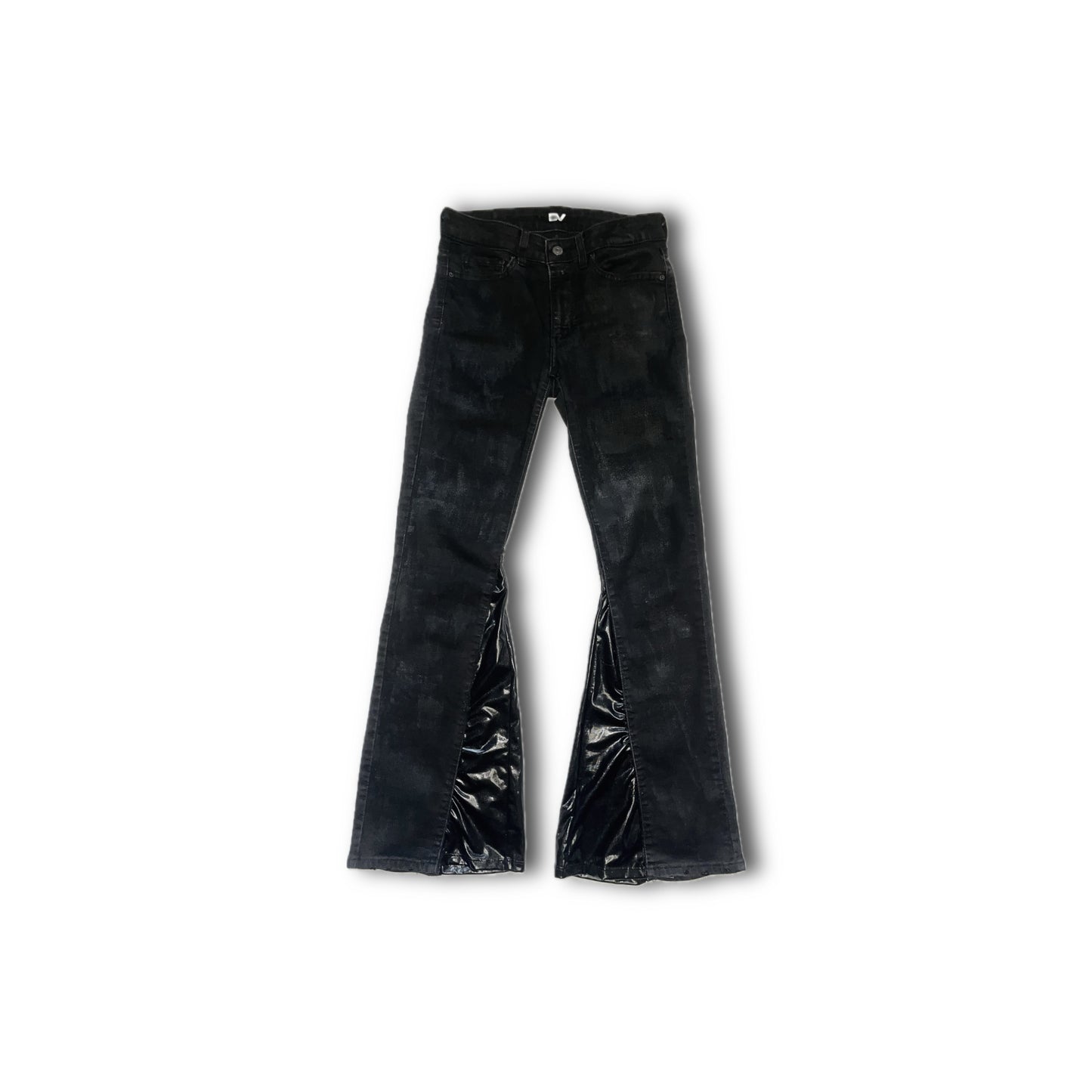 BV Blk Painted Skinny Flared Denim